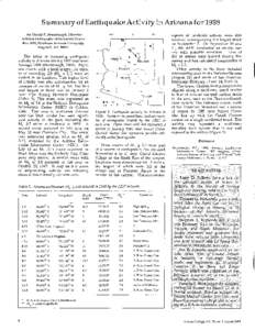 Summary of Earthquake Activity in Arizona for 1988 b y David S . Brumbaugh, Director Arizona Earthquake Information Center Box 5620, Northern Arizona University Flagstaff, AZ 86011