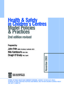 Health & Safety in Children’s Centres Model Policies & Practices 2nd edition revised