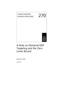 SVERIGES RIKSBANK WORKING PAPER SERIES 270  A Note on Nominal GDP
