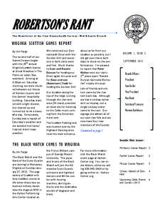ROBERTSON’S RANT The Newsletter of the Clan Donnachaidh Society—Mid-Atlantic Branch VIRGINIA SCOTTISH GAMES REPORT By Jim Fargo  The second half of our 