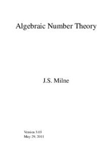 Algebraic Number Theory  J.S. Milne