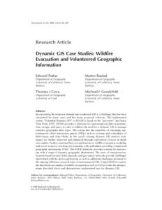 Dynamic GIS Case Studies: Wildfire Evacuation and Volunteered Geographic Information