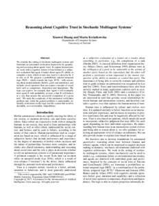 Reasoning about Cognitive Trust in Stochastic Multiagent Systems
