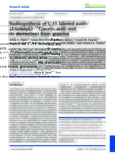 Radiosynthesis of C11 labeled auxin (3indolyl[111C]acetic acid) and its derivatives from gramine