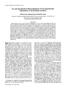 Copyright[removed]by the Genetics Society of America  Sex and the Spread of Retrotramposon Ty3 in Experimental Populations of Saccharomyces cerevisiae Clifford Zeyl, Graham Bell and David M. Green Department of Biology an