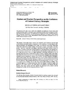 Student and Teacher Perspectives on the Usefulness of Content Literacy Strategie Douglas Fisher; Nancy Frey Literacy Research and Instruction; 2008; 47, 4; Research Library Core pg. 246  Reproduced with permission of th