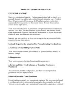 Nauru 2013 Human Rights Report
