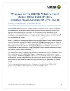 Windows Server 2012 R2 Network Direct Chelsio 40GbE T580-LP-CR vs Mellanox MCX353A ConnectX-3 VPI 56G IB