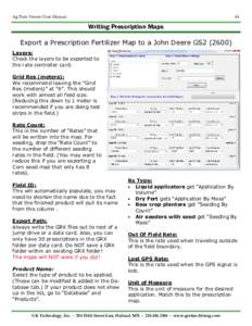 Ag Data Viewer User Manual  84 Writing Prescription Maps Export a Prescription Fertilizer Map to a John Deere GS2 (2600)