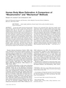 Human body mass estimation: A comparison of "morphometric" and "mechanical" methods