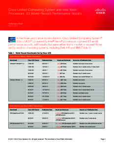 Cisco Unified Computing System and Intel Xeon Processors: 63 World-Record Performance Results (Performance Brief)