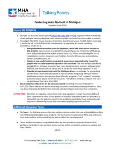 Protecting Auto No-fault in Michigan (Updated: AprilSenate Bill 248 (H-3)  