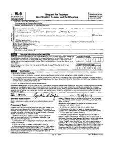 W-9  Request for Taxpayer Identification Number and Certification  Form