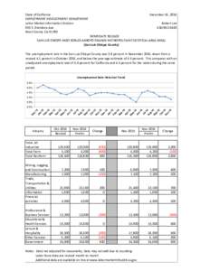 State of California EMPLOYMENT DEVELOPMENT DEPARTMENT Labor Market Information Division 933 S. Glendora Ave. West Covina, CA 91790