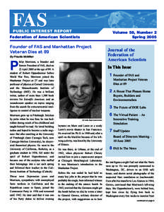 PUBLIC INTEREST REPORT  Volume 58, Number 2 SpringFederation of American Scientists
