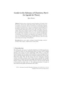 Gender in the Substance of Chemistry, Part 2: An Agenda for Theory