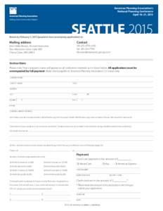 American Planning Association’s National Planning Conference April 18–21, 2015 SEATTLE 2015