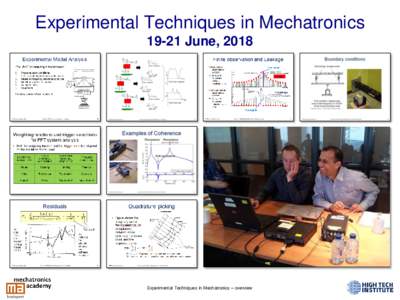 Experimental Techniques in MechatronicsJune, 2018 Experimental Techniques in Mechatronics – overview  Contents