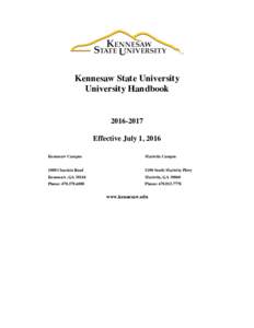 Kennesaw State University University HandbookEffective July 1, 2016 Kennesaw Campus