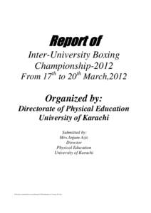 Report of Inter-University Boxing Championship-2012 th  th