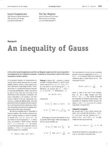 1  Gerard Hooghiemstra, Piet Van Mieghem An inequality of Gauss