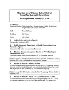 Mountain View Whisman School District Parcel Tax Oversight Committees Meeting Minutes January 22, 2014