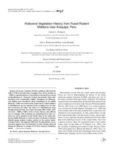 Quaternary Research 56, 242–doi:qres, available online at http://www.idealibrary.com on Holocene Vegetation History from Fossil Rodent Middens near Arequipa, Peru Camille A. Holmgren