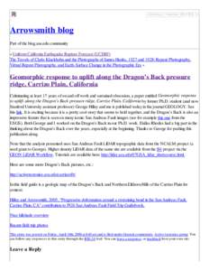 Arrowsmith blog » Blog Archive » Geomorphic response to uplift along the Dragon’s Back pressure ridge, Carrizo Plain, Californi