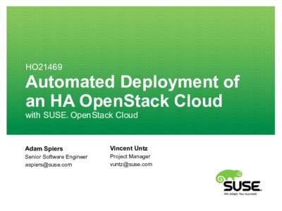 HO21469  Automated Deployment of an HA OpenStack Cloud with SUSE OpenStack Cloud ®