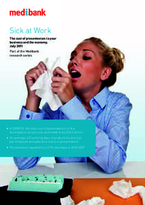 Sick at Work The cost of presenteeism to your business and the economy. July 2011 Part of the Medibank research series