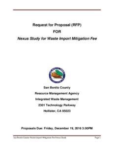 Request for Proposal (RFP) FOR Nexus Study for Waste Import Mitigation Fee San Benito County Resource Management Agency