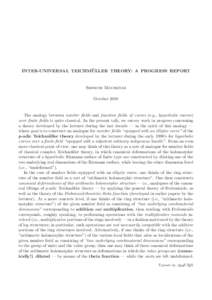 ¨ INTER-UNIVERSAL TEICHMULLER THEORY: A PROGRESS REPORT Shinichi Mochizuki October 2010