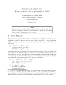 Predication Types and Predicate-Internal Arguments in Zulu∗ a draft paper by Leston Buell Leiden University Centre for Linguistics [removed] August 3, 2008