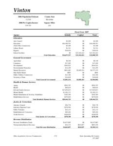 Vinton 2006 Population Estimate 13,519 County Seat McArthur