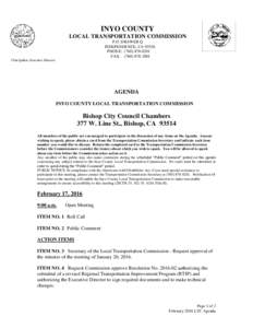 INYO COUNTY LOCAL TRANSPORTATION COMMISSION P.O. DRAWER Q INDEPENDENCE, CAPHONE: (FAX: (