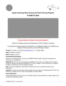 Microsoft Word - Impact Cratering Short Course outline-Internal-Final.doc