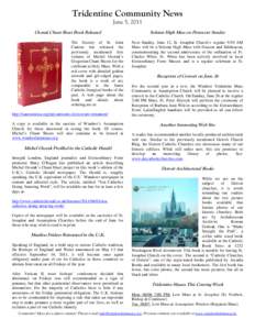 Tridentine Community News June 5, 2011 Ozorak Chant Sheet Book Released The Society of St. John Cantius has released the previously mentioned first