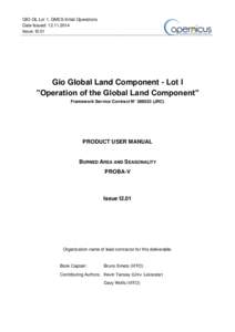 GIO-GL Lot 1, GMES Initial Operations Date Issued: Issue: I2.01 Gio Global Land Component - Lot I ”Operation of the Global Land Component”