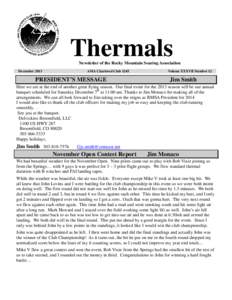 Thermals Newsletter of the Rocky Mountain Soaring Association December 2013 AMA Chartered Club 1245