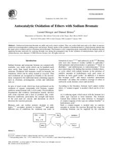 TETRAHEDRON Pergamon Tetrahedron–1910  Autocatalytic Oxidation of Ethers with Sodium Bromate
