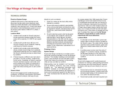 The Village at Vintage Faire Mall TECHNICAL CRITERIA Electrical System Design directly to such a contractor.