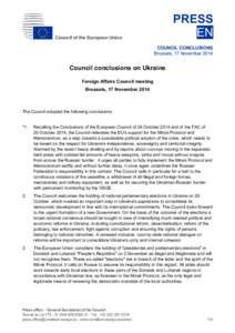 PRESS EN Council of the European Union  COUNCIL CONCLUSIONS