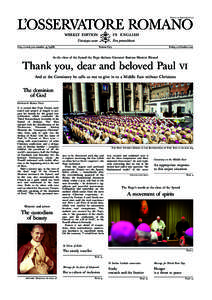 Price € 1,00. Back issues € 2,00  L’OSSERVATORE ROMANO WEEKLY EDITION  IN ENGLISH