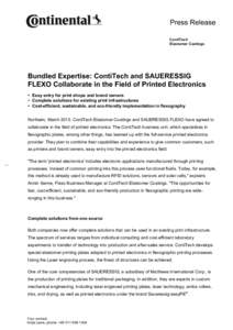 Press Release ContiTech Elastomer Coatings Bundled Expertise: ContiTech and SAUERESSIG FLEXO Collaborate in the Field of Printed Electronics