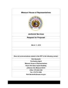 Missouri House of Representatives  Janitorial Services Request for Proposal  March 11, 2016