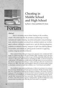 Cheating in Middle School and High School by Paris S. Strom and Robert D. Strom  Abstract