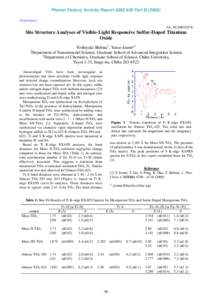 Photon Factory Activity Report 2008 #26 Part BChemistry 9A, 9C/2007G576  Site Structure Analyses of Visible-Light Responsive Sulfur-Doped Titanium