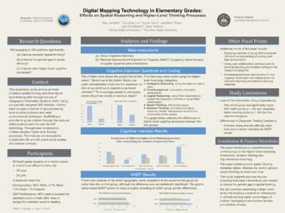 Digital Mapping Technology in Elementary Grades:  Support - National Science Foundation Grant #Effects on Spatial Reasoning and Higher-Level Thinking Processes