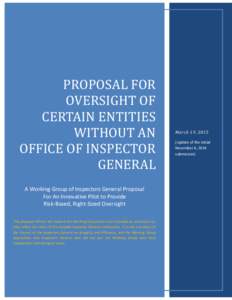 PROPOSAL FOR OVERSIGHT OF CERTAIN ENTITIES WITHOUT AN OFFICE OF INSPECTOR GENERAL