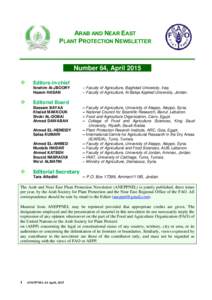 ARAB AND NEAR EAST PLANT PROTECTION NEWSLETTER Number 64, April 2015 